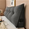 Treer Cuscino da Lettura per Letto Grande Velluto Cuscino Schienale Divano Cuscino Lombare per Testiera Wedge Cuscino Cuscino di Supporto Grandi Cuscini per Poggialetto (60 * 50 * 20cm,Grigio Scuro)