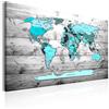 B&D XXL - Lavagna Di Sughero per Puntine - Mappa del Mondo 90x60 cm 1 Pezzo - Bacheca Sughero da Parete & Quadro su tela in un Uno - Decorativo per Parete per le Note Ufficio - Planisfero k-B-0009-p-d