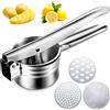 McNory Schiacciapatate,Potato Ricer in Acciaio Inox-con 3 Dischi intercambiabili Pressa per Purè di Patate Liscie,Marmellata,Verdure E Frutta