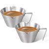 carrottimes Confezione da 2 tazzine da caffè in acciaio inox, accessori per espresso, dosatore a doppio beccuccio in metallo con doppia scala, peso chicchi di caffè (argento), 100ml