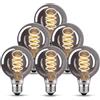 KANQIAO Lampadine E27 Vintage 4W Dimmerabile luce calda G80 - Grigio, 6 pezzi | Lampadina LED E27 Vetro grigio filamento LED Retro Decorativo per la nostalgia e l'illuminazione retrò in casa Café Bar