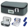 LYtech Borsa Termica per Insulina Con display della temperatura Custodia Termica per Insulina Con 2 Pacchetti di Ghiaccio Borsa Organizer per Medicamenti Refrigerati Astuccio di Diabete