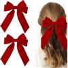GUVYATI Confezione da 2 fermagli per capelli in velluto fermagli per capelli con fiocco in raso Accessori per capelli invernali, fermagli per capelli con fiocco francese per donna (Rosso)