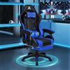 ALFORDSON Sedia da Gaming Massaggiante con Poggiapiedi Telescopico, Sedia Gamer con Cuscino Lombare & Poggiatesta, Ergonomico Sedie da Ufficio Schienale Regolabile 90-150°, Similpelle(Blu)
