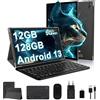 fezawio Tablet 10 Pollici Android 13, Octa Core 2.0GHz ，12GB（6+6） RAM +128GB ROM（TF 512GB）, Con 5G WiFi，8000mAh, 5+8MP，Tablet Con Tastiera E Mouse - Nero