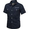 ADMAY T Shirt Uomo Manica Corta Camicia Running Sportiva Camicie da Uomo Plus Stile Manica Corta Militare da Esterno in Cotone Taglie lavate Camicie da Uomo Camice Quadri Flanella
