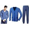 Enrico Coveri Pigiama Uomo Invernale Tutto Aperto Caldo Cotone Interlock Cobalto 2136 (IT, Testo, L, Regular, Regular, Blu Cobalto)