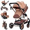 Veitoalioy Passeggino 3 in 1 Trio Neonati, Per Neonato 3 in 1 Passeggini, Carrozzino multifunzione, Passeggino Pieghevole (739 Beige)