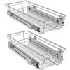 BAKAJI Set 2 Cassetti Telescopici Cassetto Telescopico Mobili Cucina Cestello Mensola Estraibile Mobile Salvaspazio con Binario in Acciaio Inox (30 cm Set 2 Pezzi)