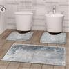 Comart - Tris Tappeti Faith Bagno - Set Tappetini Bagno: 1 Tappeto Rettangolare 45x75 cm + 2 Giro Water 45x75 cm - Morbidi e Pelosi - Asciugatura Rapida e Antiscivolo - Lavabili in Lavatrice - Grigio