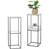 Nuptio Portavasi da Interno Piedistallo Piante: 2 Pezzi 80cm Colonne Decorative Vasi Metallo con Pannello Acrilico 2 Esterno - Nero Centrotavola Alzate per Allestimenti Matrimoni