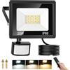 COTLEDL 25W Faretto LED da Esterno con Sensore Movimento, 2700LM Faretti LED Esterno Regolabile Caldo Neutro Freddo, IP66 Impermeabile, Super Luminosa Proiettore con Telecomando Per Giardino, Cortile, Garage
