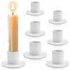 L&W Luck 6 Pezzi Porta Candele,Porta Candele da Tavolo in Metallo, Candelabro Decorazione per Compleanno,Camera da Letto, Tavolo da Pranzo, Natale,Halloween, Matrimonio (Bianco)