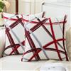 Jayusaror Federe Cuscini Divano 45x45 Rosso Grigio Velluto Cuscino Divano Geometriche Moderno Decorativi Autunno Copricuscini per Letto Divano Soggiorno Camera da Letto, Set da 2