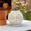 Gadgy Lanterna Solare Bianca in Metallo - Lampada Orientale da Esterno con Effetto Ombra - Luce Solare Decorativa Impermeabile per Giardino, Balcone o Terrazza
