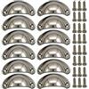 BOZONLI 12 Pezzi Maniglie conchiglia per Porta Cassetto Armadietto Cassettiera Vintage Manopole Ferro-nichel Lega Shell Semicerchio Maniglia Manopola 8,1 cmx3.5 cm Nichel Spazzolato