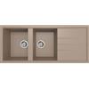 Quareco Lavello cucina tortora 116x50 cm 2 vasche e gocciolatoio Jazz QLJ116TO