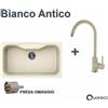 Elleci Lavello Elleci Fox 360 86x50 Bianco Antico Granitek + Miscelatore cucina Elleci a canna monocomando Bianco Antico Granitek