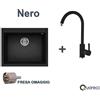 Elleci Lavello Elleci Quadra 110 61x50 Nero Granitek + Miscelatore Elleci Monocomando Nero Granitek