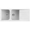 Quareco Lavello cucina 116x50cm 2 vasche con gocciolatoio bianco in granito Prime QLP116BI