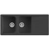 Quareco Lavello cucina nero 116x50cm 2 vasche con gocciolatoio in granito Prime QLP116NE