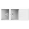 Quareco Lavello cucina bianco 116x50 cm 2 vasche e gocciolatoio Jazz QLJ116BI