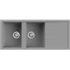 Quareco Lavello cucina grigio 116x50cm 2 vasche e gocciolatoio in granito Jazz QLJ116GR
