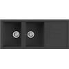 Quareco Lavello cucina nero 116x50 cm 2 vasche e gocciolatoio in granito Jazz QLJ116NE