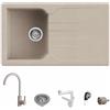 Quareco Set Lavello da cucina 86x50 cm avena Prime + Rubinetto monocomando girevole avena First