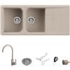 Quareco Set Lavello 116x50 avena sopratop Prime + Miscelatore con canna girevole First
