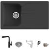 Quareco Kit Lavello nero sopratop 86x50 cm Prime 861 + Rubinetto monocomando con doccetta multigetto Prime