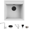 Quareco Kit Lavello 51×51 Granito Bianco e Miscelatore Harmony Monocomando Doccetta Estraibile Bianco | Prime 50