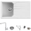 Quareco Kit Lavello bianco 86x50 cm Prime 861 + Miscelatore bianco con doccetta estraibile Harmony