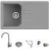 Quareco Set Lavello 86x50 cm grigio Prime + Rubinetto monocomando canna girevole First