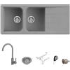 Quareco Set Lavello 116x50 cm grigio Prime + Miscelatore con canna girevole First