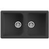 Quareco Lavello incasso 2 vasche 86x50 Granito Nero Prime 862 QLP862NE