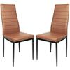 LANTUS Set 2 sedie impilabili Modello per Cucina Bar e Sala da Pranzo, Robusta Struttura in Acciaio Imbottita e Rivestita in Finta Pelle,2 pezzi (marrone)