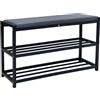 MAKA change your life quality MAKA Scarpiera Salvaspazio Slim, in Metallo Nera, Scarpiera Ingresso, Organizer Scarpe Diverse Misure, Scaffali Portascarpe, Panca Scarpiera con Seduta, Scarpiera (PLUS 90 cm)