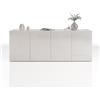 WHOUS Credenza e Buffet EGYPT per Soggiorno con 4 Ante e 4 Vani, Madia per Salotto, Cucina e Sala da Pranzo in Legno, 180x38x70 cm, Bianco Laccato Lucido