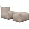 Deshome - Poltrona da giardino con pouf poggiapiedi idrorepellente sfoderabile: Chaise longue da esterno con imbottitura lettino puff design Light Pouf Fango
