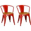 Totò Piccinni POLTRONA Industry con SEDUTA IN LEGNO in Metallo Design Industriale (2 Poltrone, Rosso)