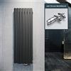 ELEGANTE Termoarredo Design Flat 1600 x 539 mm con Termostato Multiblocco Cromato, Radiatore Piatto Singolo Strato Verticale Attacco Centrale