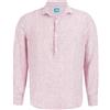 Panareha Camicia Polera da Uomo in Lino a Righe Sardegna Rosso (M)