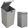 DuneDesign Set di 2: 50L Cesto Biancheria Sporca con Coperchio - 30x30x60 Cesta Portabiancheria Salvaspazio Grigio - Mobile Bagno Laundry Basket Cestino Panni Sporchi Porta Biancheria Sporca per Bagno