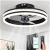 AHWEKR Ventilatore da soffitto con Luce con Telecomando, LED Dimmerabile Lampada da soffitto Moderno Illuminazione per Soggiorno Camera da Letto, Regolabile 6 velocità, Nero 40CM