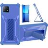 Aroepurt Custodia per Oppo A73 5G Cover Custodia Case Ibrida [con Protezione dello Schermo in Vetro temperato] [Supporto Magnetico Pieghevole] [Resistente alle Impronte digitali Smerigliato] Blu