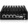AIOPCWA N150 Mini PC Firewall Appliance (N100 upgrade), Fanless Mini Computer with 4 x 2.5GbE i226-V LAN, OPNsense Micro PC DDR5 NO RAM/SSD/OS, USB-C, 3-Display, 2-NVMe, 2-SATA, TF
