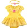 HIHCBF Neonata Costume di Carnevale Vestito da Principessa Belle Pagliaccetto per Bimba Compleanno Festa Halloween Cosplay Natale Abitini per Bambina con Archetto 3-6 mesi