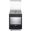 De Longhi Cucina a Gas 4 Fuochi Forno Elettrico Ventilato Multifunzione Larghezza x Profondità 60x60 cm Classe A con Coperchio colore Inox e Nero - PEMA 64 L