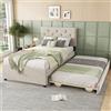 WM Store DE Letto imbottito con letto estraibile, 90×200 cm, senza materasso, Beige